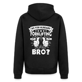 Stapler Staplerfahrer - Unisex Premium Bio Zip Hoodie - Schwarz - Hinten - Nico (187cm)
