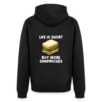 Citation amusante sur les sandwichs : amateur de nourriture, sandwichs au fromage - Veste à capuche bio Premium Unisexe - noir - Dos - Nico (187cm)
