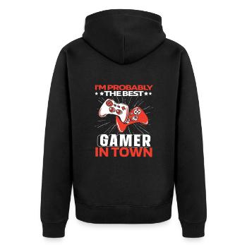 Gamer Gaming Best - Unisex Premium Organic Zip Hoodie - black - Back - Nico (187cm)