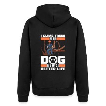 Baumpfleger Baumkletterer Arborist Hund - Unisex Premium Bio Zip Hoodie - Schwarz - Hinten - Nico (187cm)
