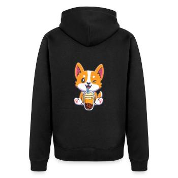 Bubble Tea Corgi - Veste à capuche bio Premium Unisexe - noir - Dos - Nico (187cm)