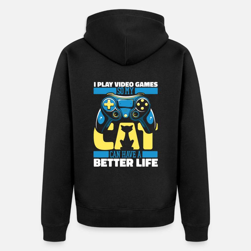 Chat de jeu Gamer - Veste à capuche bio Premium Unisexe - noir