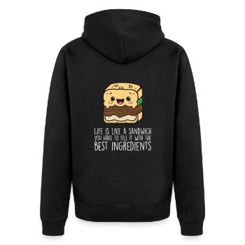 Sandwichs amusants pour les amateurs de sandwichs - Veste à capuche bio Premium Unisexe - noir - Dos - Nico (187cm)