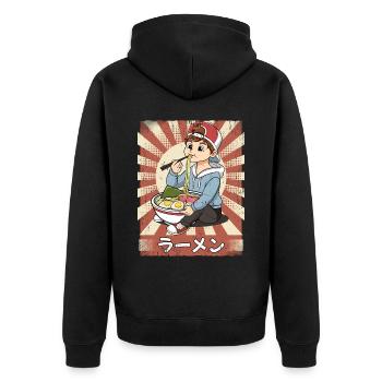 ramen boy noodle soup ramen - Unisex Premium Organic Zip Hoodie - black - Back - Nico (187cm)