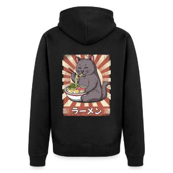 ramen cat noodle soup ramen - Unisex Premium Organic Zip Hoodie - black - Back - Nico (187cm)
