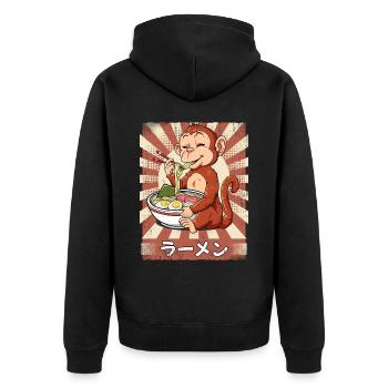 ramen soupe de nouilles de singe ramen - Veste à capuche bio Premium Unisexe - noir - Dos - Nico (187cm)