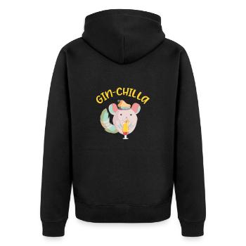 Chinchilla - Unisex Premium Bio Zip Hoodie - Schwarz - Hinten - Nico (187cm)