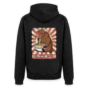 ramen ox nouilles soupe ramen ramen - Veste à capuche bio Premium Unisexe - noir - Dos - Nico (187cm)
