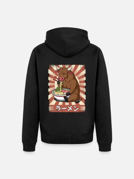 Ramen Ochse Nudelsuppe Ramen - Unisex Premium Bio Zip Hoodie - Schwarz