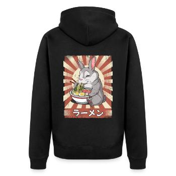 ramen rabbit noodle soup ramen - Unisex Premium Organic Zip Hoodie - black - Back - Nico (187cm)