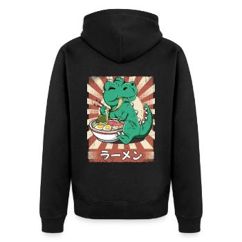 Ramen T-rex Noodle Soup Ramen - Unisex Premium Organic Zip Hoodie - black - Back - Nico (187cm)