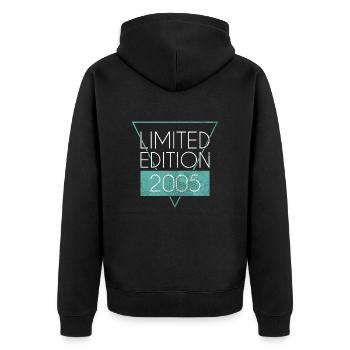 Limited Edition 2005 - Unisex Premium Bio Zip Hoodie - Schwarz - Hinten - Nico (187cm)