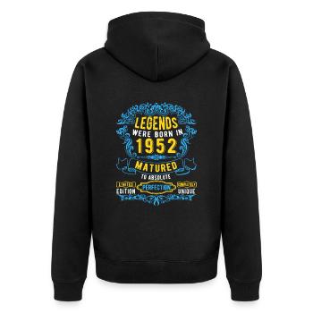 Les légendes sont nées en 1952 Anniversaire - Veste à capuche bio Premium Unisexe - noir - Dos - Nico (187cm)