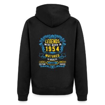 Legenden wurden 1954 Geboren Geburtstag - Unisex Premium Bio Zip Hoodie - Schwarz - Hinten - Nico (187cm)