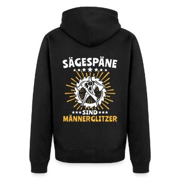 Zimmermann Zimmerleute Zimmerer - Unisex Premium Bio Zip Hoodie - Schwarz - Hinten - Nico (187cm)