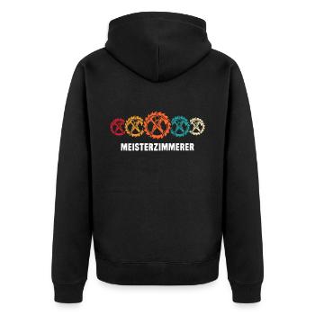 Zimmermann Zimmerleute Zimmerer - Unisex Premium Bio Zip Hoodie - Schwarz - Hinten - Nico (187cm)