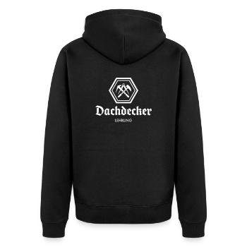Dachdecker Zunftzeichen I Dachdeckermeister Motiv - Unisex Premium Bio Zip Hoodie - Schwarz - Hinten - Nico (187cm)