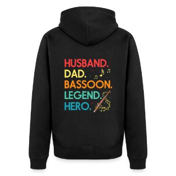 Basson pour basson anches et bassoniste - Veste à capuche bio Premium Unisexe - noir - Dos - Nico (187cm)