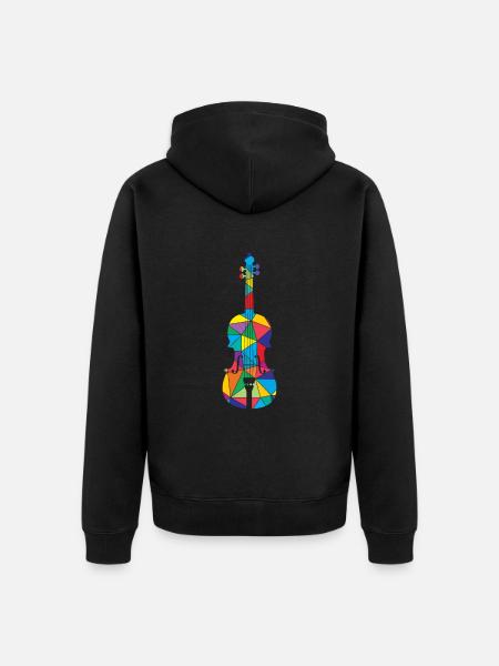 Low Poly Musical Polygon Violon - Veste à capuche bio Premium Unisexe - noir