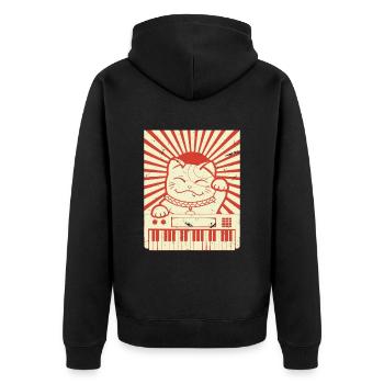 Modular Katze Japanisch Analog Synthesizer Katze - Unisex Premium Bio Zip Hoodie - Schwarz - Hinten - Nico (187cm)