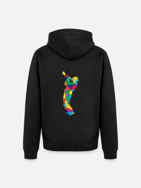 Low Poly Polygon Trumpet - Unisex Premium Organic Zip Hoodie - black