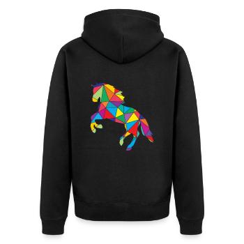Low Poly Horse Géométrie Polygone Cheval - Veste à capuche bio Premium Unisexe - noir - Dos - Nico (187cm)