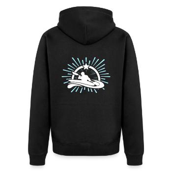 Kayaking Kayak - Unisex Premium Bio Zip Hoodie - Schwarz - Hinten - Nico (187cm)