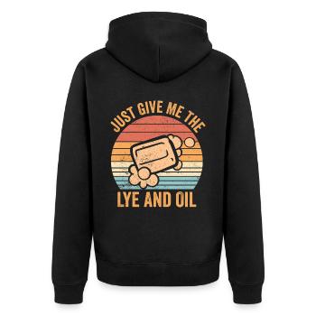 Lustige Seifenherstellung Seifenmacher - Unisex Premium Bio Zip Hoodie - Schwarz - Hinten - Nico (187cm)