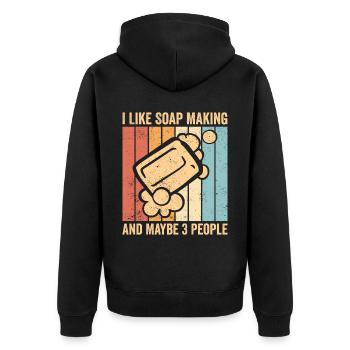 Funny soap making soap maker - Unisex Premium Organic Zip Hoodie - black - Back - Nico (187cm)