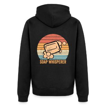 Funny soap making soap maker - Unisex Premium Organic Zip Hoodie - black - Back - Nico (187cm)