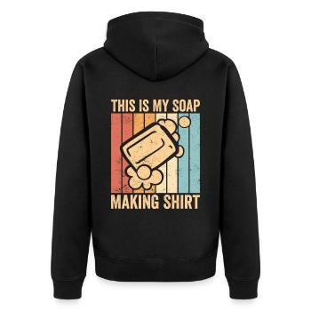 Funny soap making soap maker - Unisex Premium Organic Zip Hoodie - black - Back - Nico (187cm)