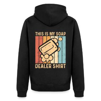 Funny soap making soap maker - Unisex Premium Organic Zip Hoodie - black - Back - Nico (187cm)