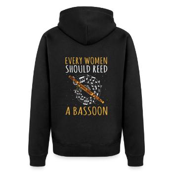 Fagottrohr für Fagottist und Fagottorchester - Unisex Premium Bio Zip Hoodie - Schwarz - Hinten - Nico (187cm)