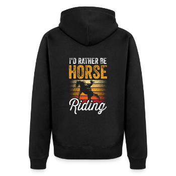 I'd rather go horseback riding - Unisex Premium Organic Zip Hoodie - black - Back - Nico (187cm)