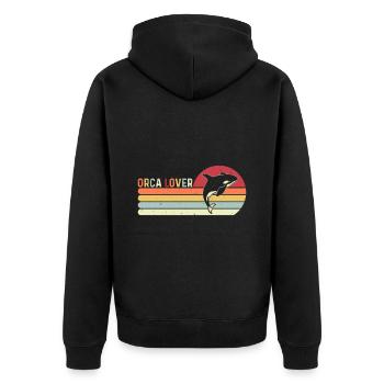 Orca Lovers Sea Creatures Protect Sunset - Unisex Premium Organic Zip Hoodie - black - Back - Nico (187cm)