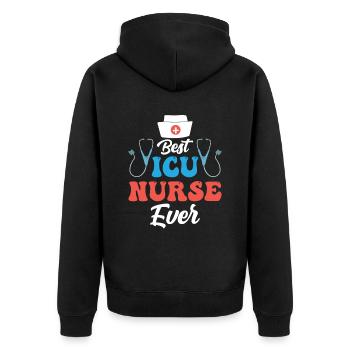 Best Intensive Care Nurse Ever - Unisex Premium Organic Zip Hoodie - black - Back - Nico (187cm)