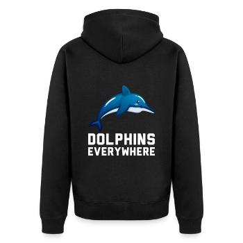Dolphins Everywhere IQ Clever Sea Creatures - Unisex Premium Organic Zip Hoodie - black - Back - Nico (187cm)