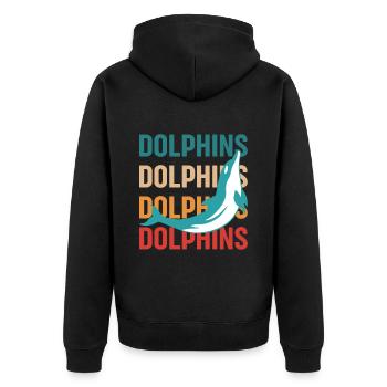 Dolphins Dolphins Dolphins Dolphins Animal Lover - Unisex Premium Organic Zip Hoodie - black - Back - Nico (187cm)