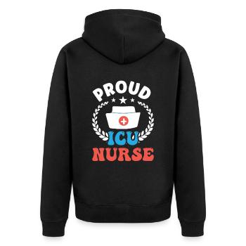 Proud Intensive Care Nurse - Unisex Premium Organic Zip Hoodie - black - Back - Nico (187cm)