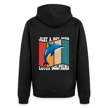Juste un garçon qui aime les dauphins Animaux marins aquatiques - Veste à capuche bio Premium Unisexe - noir - Dos - Nico (187cm)