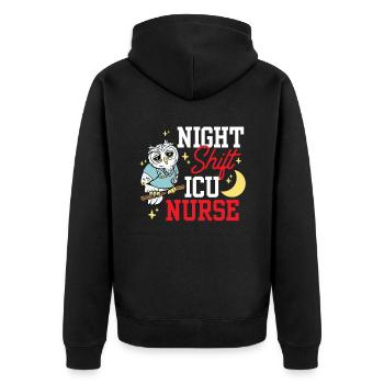 Night Shift Intensive Care Nurse Intensive - Unisex Premium Organic Zip Hoodie - black - Back - Nico (187cm)