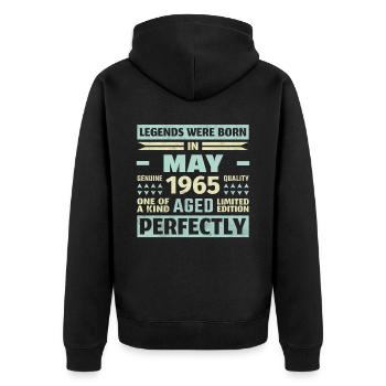 58ème anniversaire mai millésime 1965 millésime - Veste à capuche bio Premium Unisexe - noir - Dos - Nico (187cm)
