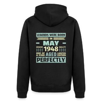 75e anniversaire mai millésime 1948 millésime - Veste à capuche bio Premium Unisexe - noir - Dos - Nico (187cm)