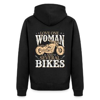 Motorcycle Biker Saying Motorbike Apparel Rider - Unisex Premium Organic Zip Hoodie - black - Back - Nico (187cm)