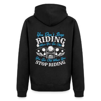 Motorcyclist Motorbike Biker Motorcycle - Unisex Premium Organic Zip Hoodie - black - Back - Nico (187cm)
