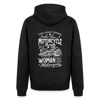 Motorcycle Bike Rider Men Biker Motorcyclist - Unisex Premium Organic Zip Hoodie - black - Back - Nico (187cm)
