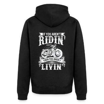 Motorrad Fahrer Motorrad - Unisex Premium Bio Zip Hoodie - Schwarz - Hinten - Nico (187cm)