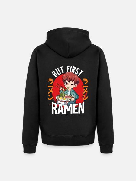 But First Ramen - Unisex Premium Bio Zip Hoodie - Schwarz