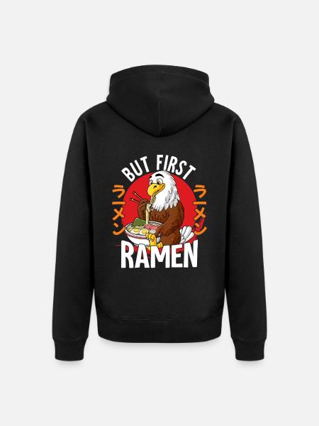 But First Ramen - Unisex Premium Bio Zip Hoodie - Schwarz