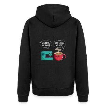 Café Cousue Caféine Couturière Espresso Cadeau - Veste à capuche bio Premium Unisexe - noir - Dos - Nico (187cm)